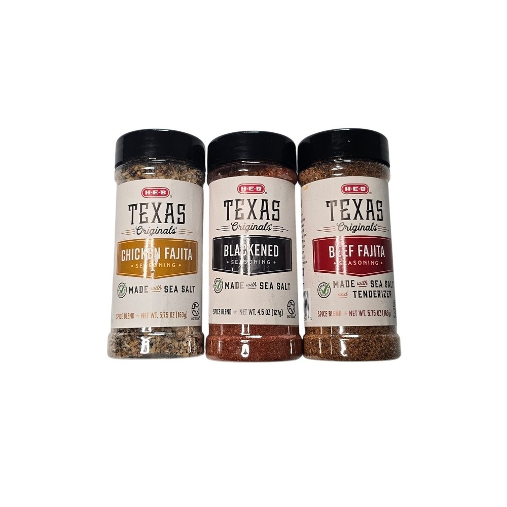 HEB Texas Originals Seasoning Set Chicken Beef Fajita and Blackened 3 Pack